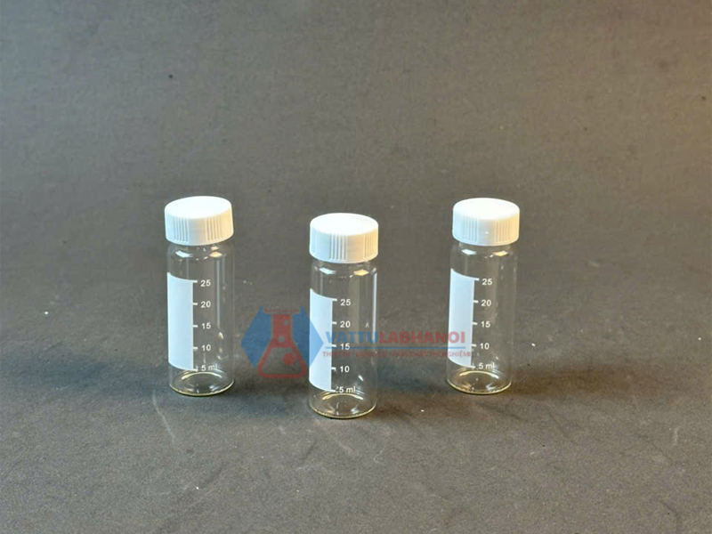 Lọ thủy tinh trắng (Lọ Vial trắng) lưu mẫu, có chia vạch, có nắp vặn, Hãng Onelab
